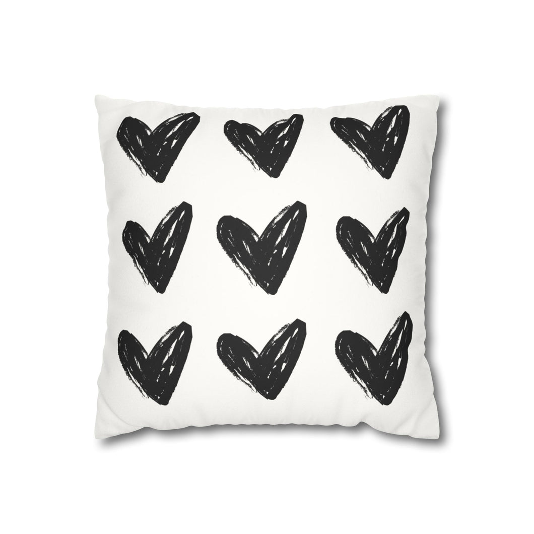 Black Heart Square Pillowcase