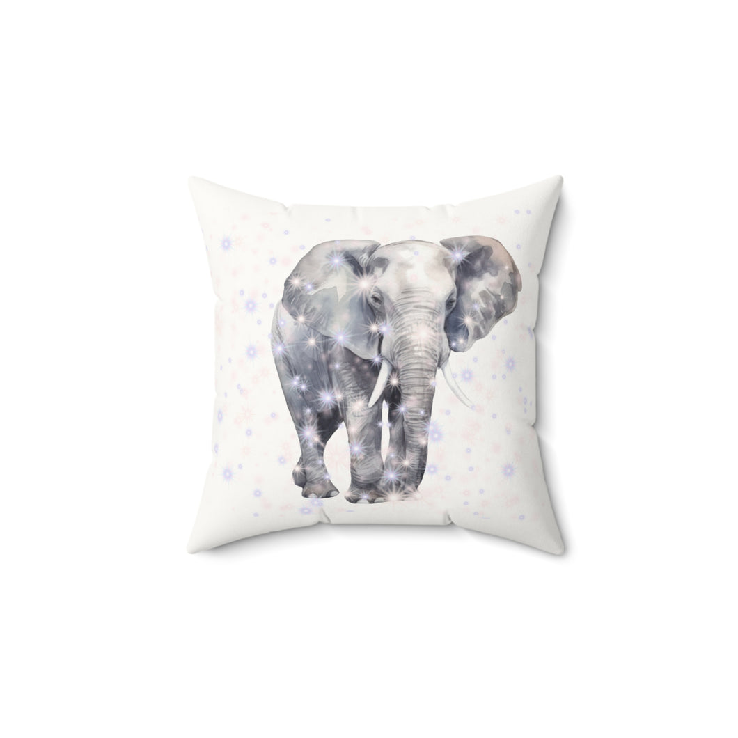 Elephant Faux Suede Square Pillow